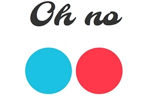 Η εικόνα δείχνει τη φράση Oh no πάνω από δύο κύκλους, έναν μπλε και έναν κόκκινο, σε λευκό φόντο