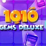 Τίτλος 1010 Gems Deluxe με πολύχρωμους πολύτιμους λίθους σε μωβ φόντο