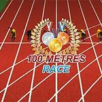 Δρόμος στίβου 100 μέτρων με αθλητές στην εκκίνηση και μετάλλια στο κέντρο της εικόνας