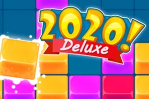 Έγχρωμοι κύβοι στοιβαγμένοι με κείμενο 2020 Deluxe στο κέντρο πάνω σε μπλε φόντο