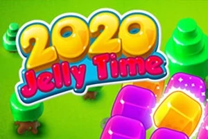 Έγχρωμη εικόνα με τη φράση 2020 Jelly Time πάνω σε πράσινο φόντο με δέντρα και ζελέ σε κίτρινες και μωβ αποχρώσεις