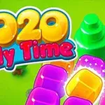 Έγχρωμη εικόνα με τη φράση 2020 Jelly Time πάνω σε πράσινο φόντο με δέντρα και ζελέ σε κίτρινες και μωβ αποχρώσεις