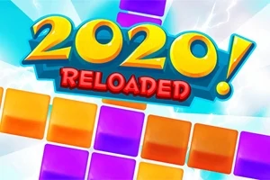 Κεντρικός τίτλος 2020 Reloaded σε φωτεινό φόντο με πολύχρωμα τετράγωνα σε πορτοκαλί και μοβ αποχρώσεις