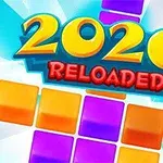 Κεντρικός τίτλος 2020 Reloaded σε φωτεινό φόντο με πολύχρωμα τετράγωνα σε πορτοκαλί και μοβ αποχρώσεις