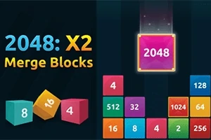 Τίτλος 2048: X2 Merge Blocks με κύβους διαφορετικών αριθμών και χρωμάτων που συνδυάζονται