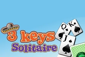 Γραφικά με τίτλο 3 keys Solitaire, φύλλα τράπουλας με σύμβολα σπαθί και ένα σομπρέρο