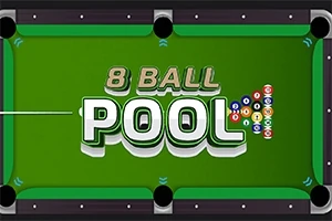Τραπέζι μπιλιάρδου με την επιγραφή 8 Ball Pool και μπάλες αριθμημένες σε διάταξη πυραμίδας