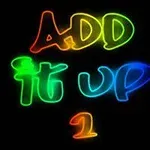 Πολύχρωμο νέον κείμενο με τις λέξεις ADD IT UP 1 σε μαύρο φόντο