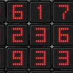 Κόκκινοι ψηφιακοί αριθμοί πάνω σε μαύρο υπόβαθρο, διατεταγμένοι σε τρεις σειρές και τέσσερις στήλες