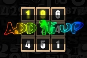 Έγχρωμη επιγραφή ADD IT UP με αριθμητικά τετράγωνα στο φόντο