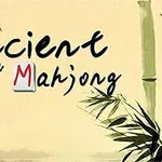 Κινεζικός καλλιγραφικός τίτλος με την επιγραφή Ancient Mahjong δίπλα σε πράσινο μπαμπού και φύλλα σε απαλό φόντο