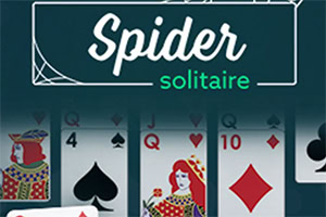 Τράπουλα με κάρτες και κείμενο Spider Solitaire σε σκούρο φόντο