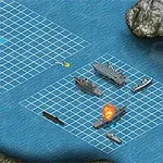 Δύο πλέγματα σε μπλε φόντο με πλοία, εκ των οποίων ένα φλέγεται, τοποθετημένα στο νερό