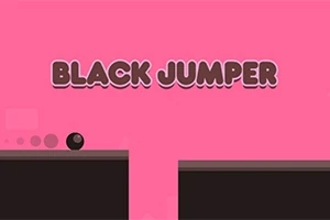 Ροζ φόντο με τη λέξη BLACK JUMPER και μια μαύρη σφαίρα στηριζόμενη στην άκρη ενός πλαισίου