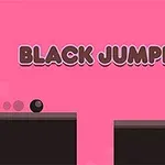 Ροζ φόντο με τη λέξη BLACK JUMPER και μια μαύρη σφαίρα στηριζόμενη στην άκρη ενός πλαισίου