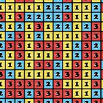 Blocks123 Αριθμητικό μοτίβο με αριθμούς 1, 2 και 3 σε κόκκινο, κίτρινο και μπλε πλαίσιο