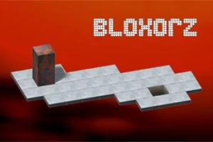 Bloxorz Στην εικόνα απεικονίζεται ένας τρισδιάστατος ορθογώνιος πύργος πάνω σε μια πλατφόρμα με ένα άνοιγμα, και το λογότυπο BLOXORZ σε κόκκινο φόντο