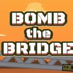 Μεγάλα γράμματα με τη φράση BOMB THE BRIDGE σε πορτοκαλί φόντο, δύο στρατιώτες με όπλα σε γέφυρα