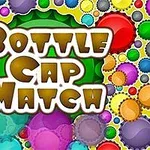 Πολύχρωμα καπάκια μπουκαλιών με την φράση Bottle Cap Match στο κέντρο