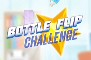 Κείμενο BOTTLE FLIP CHALLENGE με φόντο αστέρι και μπουκάλι
