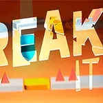 Η εικόνα παρουσιάζει τη λέξη BREAK πάνω σε ένα πορτοκαλί φόντο με γεωμετρικά σχήματα και σκιές