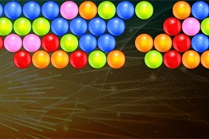 Πολύχρωμες μπάλες σε σειρά σε σκοτεινό φόντο με γεωμετρικά σχέδια