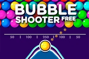 Πολύχρωμες μπάλες με κείμενο Bubble Shooter Free πάνω από μετρητή στοπ με ένδειξη στο κέντρο και αριστερό μέρος
