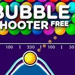 Πολύχρωμες μπάλες με κείμενο Bubble Shooter Free πάνω από μετρητή στοπ με ένδειξη στο κέντρο και αριστερό μέρος