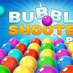 Πολύχρωμες μπάλες με τον τίτλο Bubble Shooter Pro στο φόντο