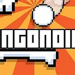 Η εικόνα παρουσιάζει έναν λευκό pixelated χαρακτήρα με χέρια που κρατούν μία μπάλα πάνω από τη λέξη BUNGONOID σε έγχρωμο φόντο με ακτίνες