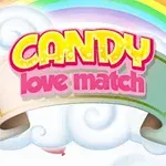 Ουράνιο τόξο και σύννεφα με τη φράση Candy love match σε χρωματιστή κορδέλα