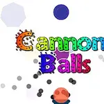 Χρωματιστό κείμενο Cannon Balls με φόντο πολύγωνα και μικρές σφαίρες