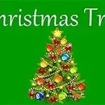 Christmas Tree Χριστουγεννιάτικο δέντρο με στολίδια και αστέρι στην κορυφή σε πράσινο φόντο
