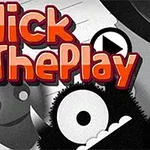Κείμενο με τη φράση Click The Play πάνω από ασπρόμαυρους χαρακτήρες με χαρούμενα πρόσωπα