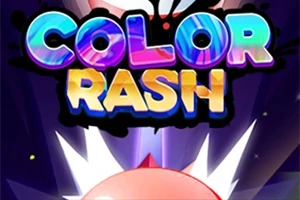 Φωτεινός και πολύχρωμος τίτλος Color Rash σε φόντο με έντονες ακτίνες φωτός