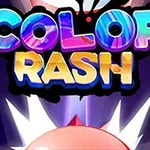 Φωτεινός και πολύχρωμος τίτλος Color Rash σε φόντο με έντονες ακτίνες φωτός