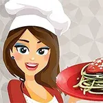 Γυναίκα με άσπρο σκούφο μαγειρικής κρατά κόκκινο πιάτο με ζυμαρικά και σάλτσα ντομάτας σε σχήμα καρδιάς