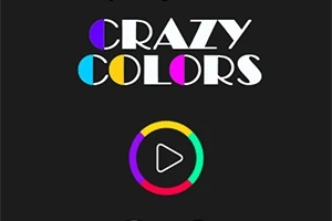 Το κείμενο CRAZY COLORS εμφανίζεται με χρωματιστά γράμματα πάνω σε μαύρο φόντο, με ένα πολύχρωμο κύκλο και εικονίδιο αναπαραγωγής παρακάτω