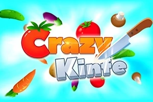 Κείμενο με τη φράση Crazy Knife σε φωτεινό φόντο με λαχανικά και ένα μαχαίρι