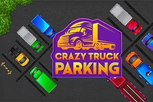 Ένα γκράφιτι φορτηγού με την επιγραφή Crazy Truck Parking περιβάλλεται από πολύχρωμα οχήματα παρκαρισμένα σε σκοτεινό χώρο στάθμευσης