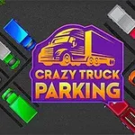 Ένα γκράφιτι φορτηγού με την επιγραφή Crazy Truck Parking περιβάλλεται από πολύχρωμα οχήματα παρκαρισμένα σε σκοτεινό χώρο στάθμευσης