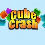 Κείμενο Cube Crash με πολύχρωμα κύβους στο φόντο σε γαλάζιο φόντο