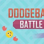 Γραφικό με τη φράση Dodgeball Battle, έναν κίτρινο κύκλο με πρόσωπο, πορτοκαλί γάντια και μια μωβ μπάλα σε γαλάζιο φόντο