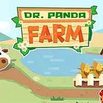 Ένας χαρούμενος panda με καπέλο δίπλα σε μια αγελάδα σε φάρμα με πινακίδα που γράφει Farm