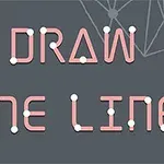 Κείμενο DRAW ONE LINE γραμμένο με ροζ γραμμές και λευκές τελείες σε γκρι φόντο με γεωμετρικά σχέδια
