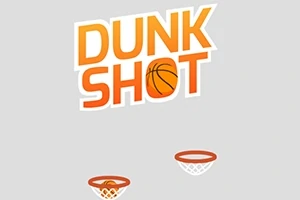 Ο τίτλος DUNK SHOT με εικόνα μπάλας μπάσκετ και δύο μπασκέτες στο κάτω μέρος