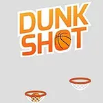 Ο τίτλος DUNK SHOT με εικόνα μπάλας μπάσκετ και δύο μπασκέτες στο κάτω μέρος