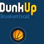 Λογότυπο με τη φράση Dunk Up Basketball και εικόνα μιας πορτοκαλί μπάλας μπάσκετ