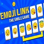 Κάρτες με διαφορετικά emoji σε μπλε φόντο με κίτρινη σύνδεση και τη φράση EMOJI LINK THE SMILE GAME