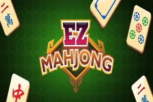 Λογότυπο με τη λέξη EZ Mahjong σε πράσινο φόντο, περιτριγυρισμένο από διαφορετικά ντόμινο με ασιατικά σύμβολα